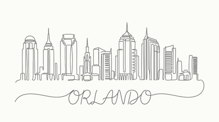 Fototapeta premium Orlando Skyline One Line Art: Modern Cityscape Illustration
