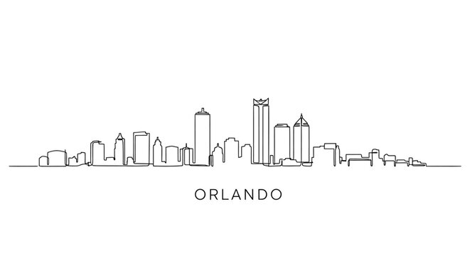 Orlando Skyline Line Art Silhouette Illustration