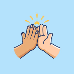 Fototapeta premium Two hands coming together for a friendly high five gesture