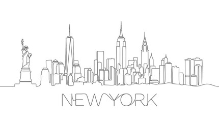 Naklejka premium New York Skyline Line Art Illustration
