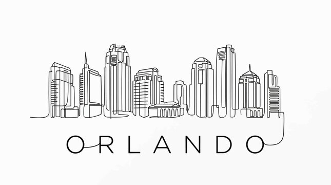 Orlando Architecture: Abstract Line Art Skyline