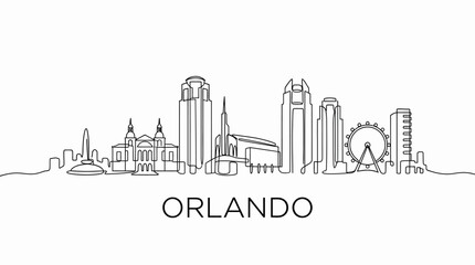 Fototapeta premium Orlando Florida Cityscape Line Art Drawing