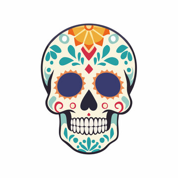 Day of the Dead Sugar Skull with Floral Decorations