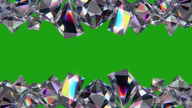 Crystal Shard Border with Refracted Light and Color Shifting Effects on Green Screen