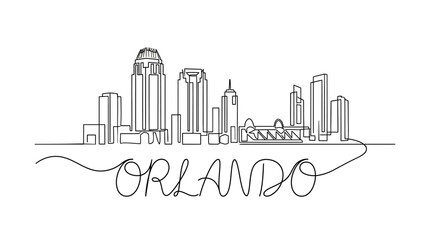 Obraz premium Orlando Skyline Continuous Line Art Drawing