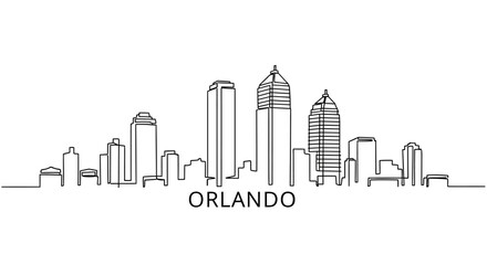 Fototapeta premium Orlando Skyline Continuous Line Art Drawing