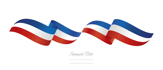 Obraz premium French flag ribbon vector illustration. Waving patriotic France Flag Ribbon Banner on isolated white background
