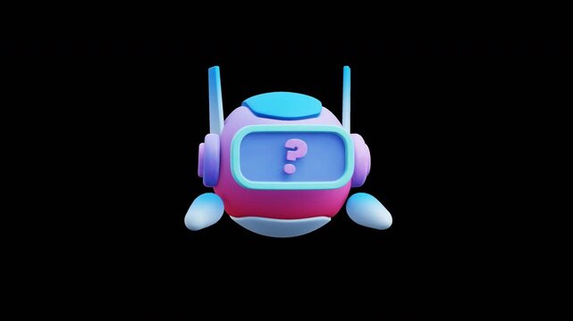 Confused Robot 3D Icon Loopable Animation