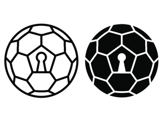 Naklejka premium Soccer Ball with Keyhole Icon for Sports Security or Restricted Access Concepts