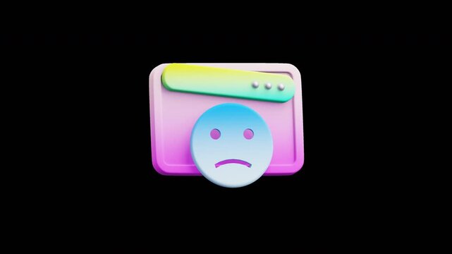 Sad Face Page 3D Error Icon Animation