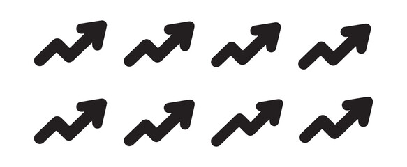 Fototapeta premium Black Zigzag Growth Arrow Icons Set Representing Success and Progress