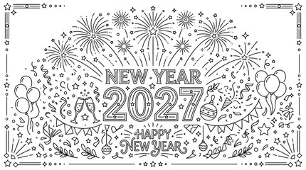 New Year Celebration Illustration with Fireworks and Balloons © Panhot