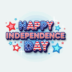 Fototapeta premium Happy Independence Day USA Stars and Stripes Text Vector Art