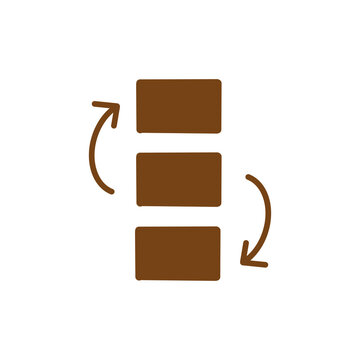 Three Layered Rectangles with Arrows Icon for Process Flow