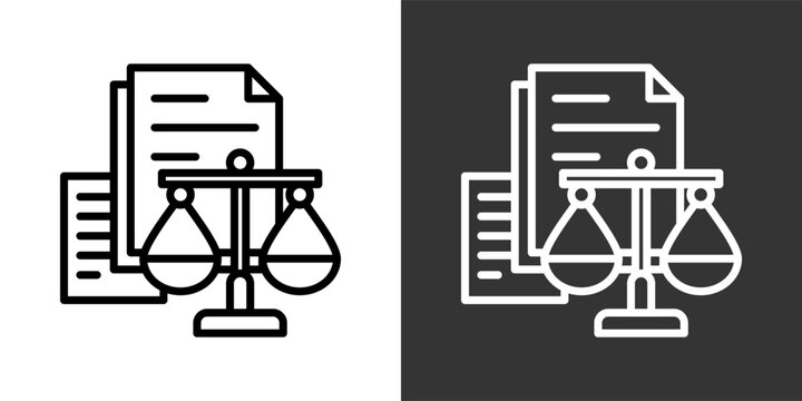 Legal Document Black And White Multiple Style Icon Set Collection Pack Vector Illustration 