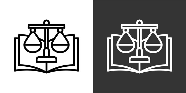 Law Book Black And White Multiple Style Icon Set Collection Pack Vector Illustration 