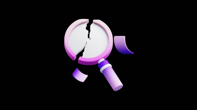Broken Magnifying Glass 3D Search Error Animation