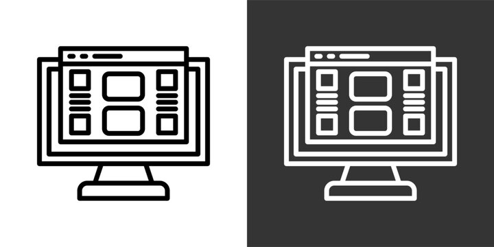 Front End Black And White Multiple Style Icon Set Collection Pack Vector Illustration 