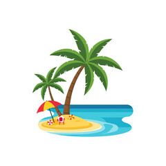 Fototapeta premium Palm trees on a small island.