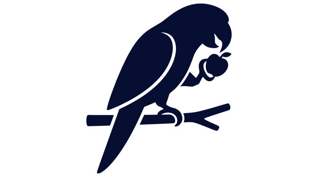 Parrot eating fruit while perched on branch icon