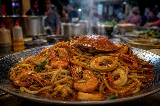 Mie Aceh Seafood Pedas Authentic Indonesian Street Food Photography