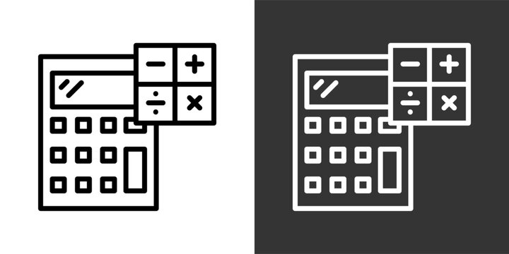 Calculator Black And White Multiple Style Icon Set Collection Pack Vector Illustration 