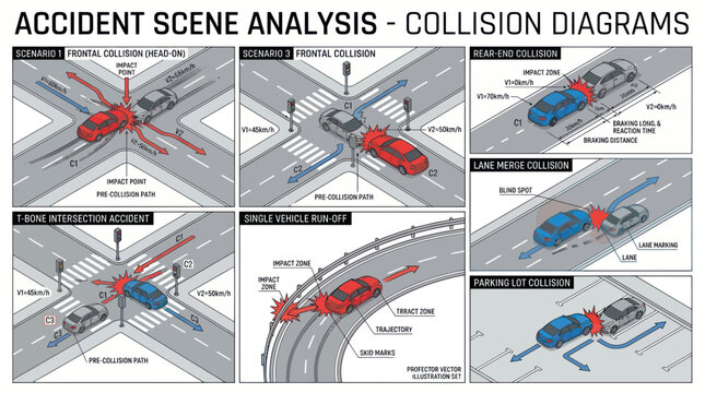 Car Accident Scene Analysis Collision Diagrams