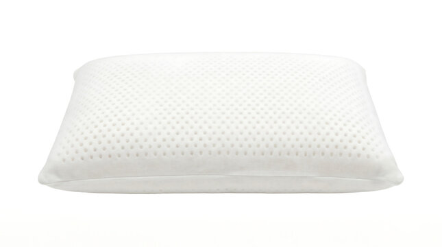 Orthopedic white memory foam pillow on white background