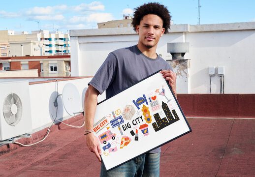 Mockup Template Frame on Urban Rooftop