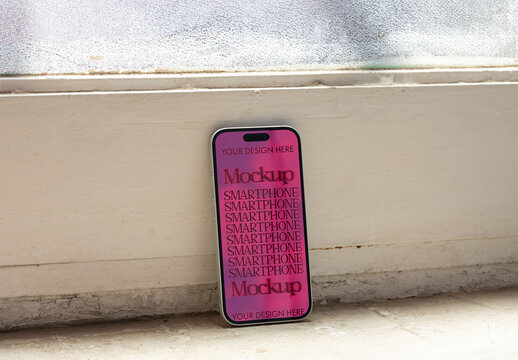 Mobile Phone Mockup on a Window Sill