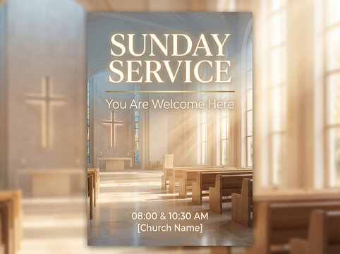 church welcome Sunday service poster.