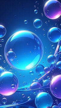 Vibrant Iridescent Bubbles Floating Freely.