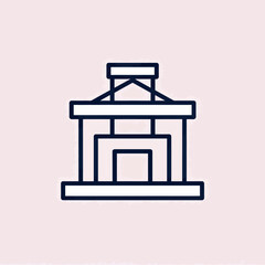 Obraz premium A simple illustration of a generic building with a light pink background