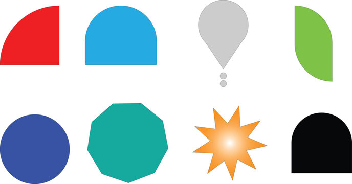 Set of eight colorful geometric and abstract vector shapes