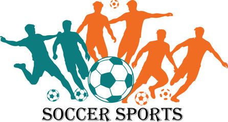 Soccer players team logo with sports ball illustration © VectorPro