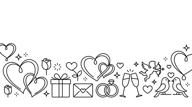 Romantic vector illustration with hearts and gifts
