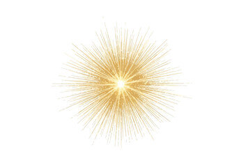 Naklejka premium A radiant golden starburst effect with glowing light rays emanating from a central point.