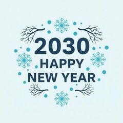 Obraz premium Happy new year 2030 celebration with snowflakes illustration