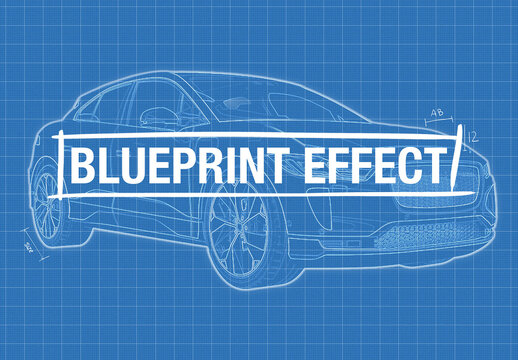 Editable overlay template of blueprint with grid photo effect.