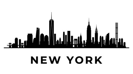 Obraz premium New York City Skyline Silhouette - Black and White Vector Illustration