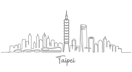 Obraz premium Taipei City Skyline Design - Simple Continuous Line Drawing