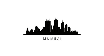 Fototapeta premium Mumbai Skyline Silhouette Against White Background | Cityscape Vector