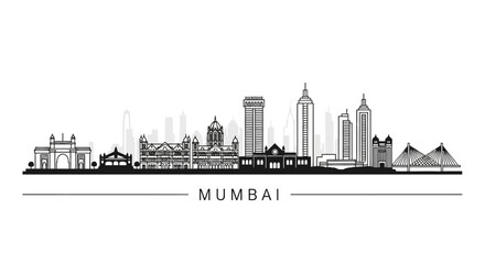 Obraz premium Mumbai Skyline Silhouette: Iconic Cityscape Design