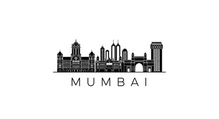 Obraz premium Mumbai Skyline Silhouette: Iconic Cityscape Design
