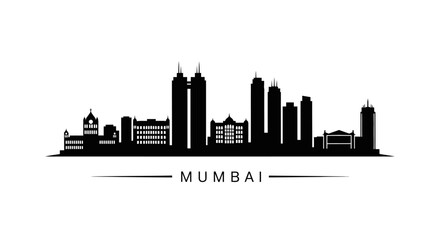 Fototapeta premium Mumbai skyline silhouette, iconic city architecture, travel destination