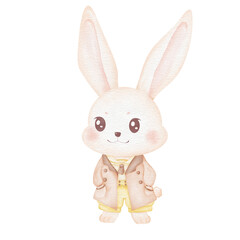 Obraz premium Cute bunny illustration in a coat