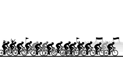 Silhouetted Cyclists Racing in Urban Landscape © gutpro