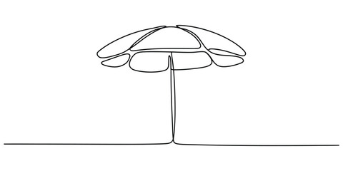 Fototapeta premium Continuous single line drawing of a beach umbrella