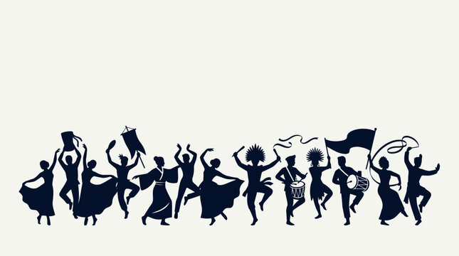 Silhouette of Dancers Celebrating Cultural Festival