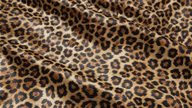 Leopard print fabric texture waving in slow motion, animal pattern textile background, for fashion and, creative projects